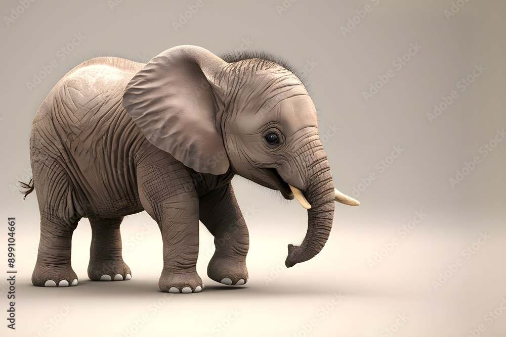 Obraz premium 3d rendered of a baby elephant is on a plain background