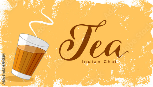 grungy style indian tea or chai poster design