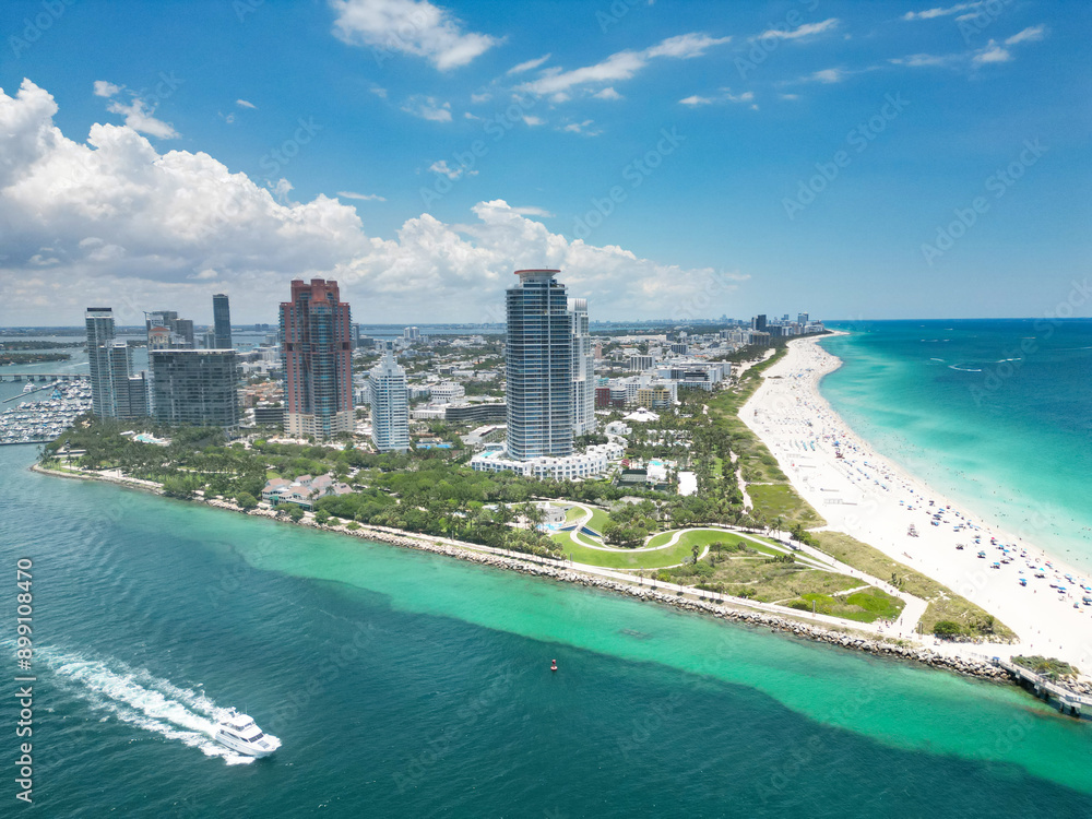 Travel in Miami. Skyline of Miami Beach from top. Miami beach coastline. Panoramic view of Luxury condos in Miami Beach Florida. Aerial View of Surfside Beach. Travel in Miami. Skyline of Miami Beach from top. Miami beach coastline. Panoramic view of Luxury condos in Miami Beach Florida. Aerial View of Surfside Beach.
