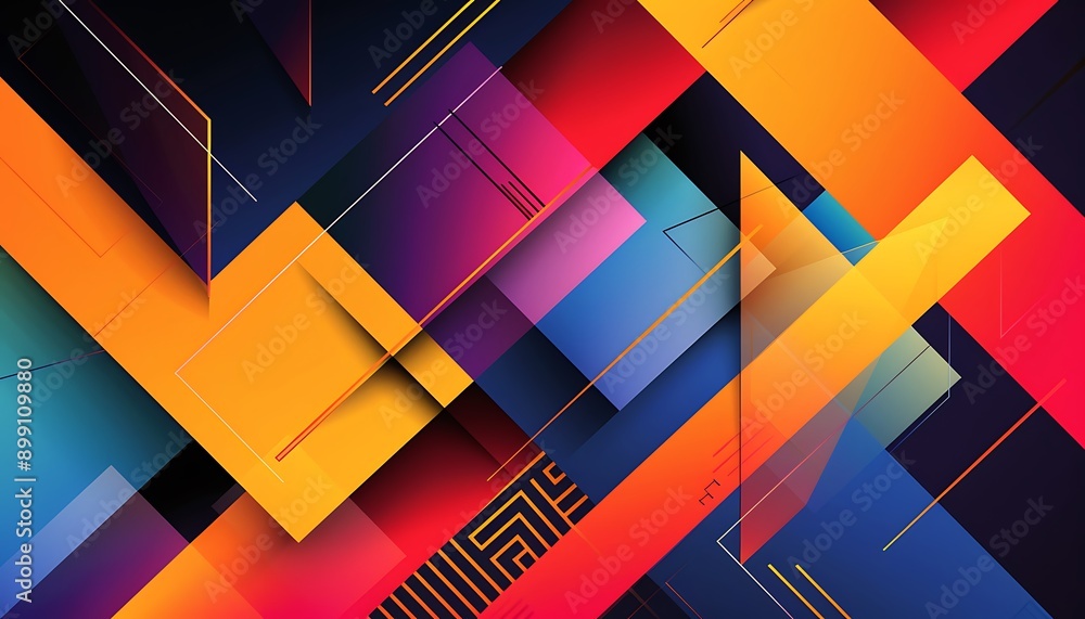 Fototapeta premium A bold abstract background with large geometric shapes in vibrant colors, creating a dynamic and eye-catching visual effect.