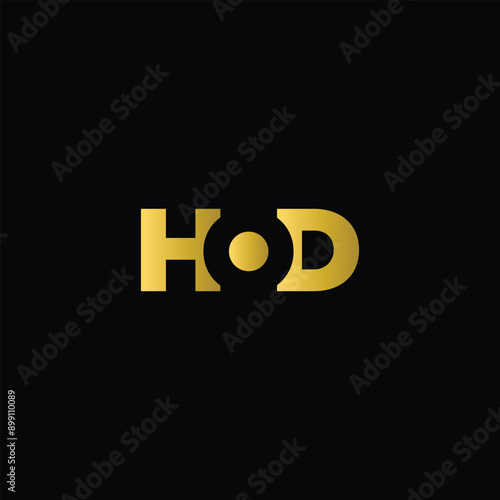 HOD creative vector modern letter flat monogram negative space golden color logo design