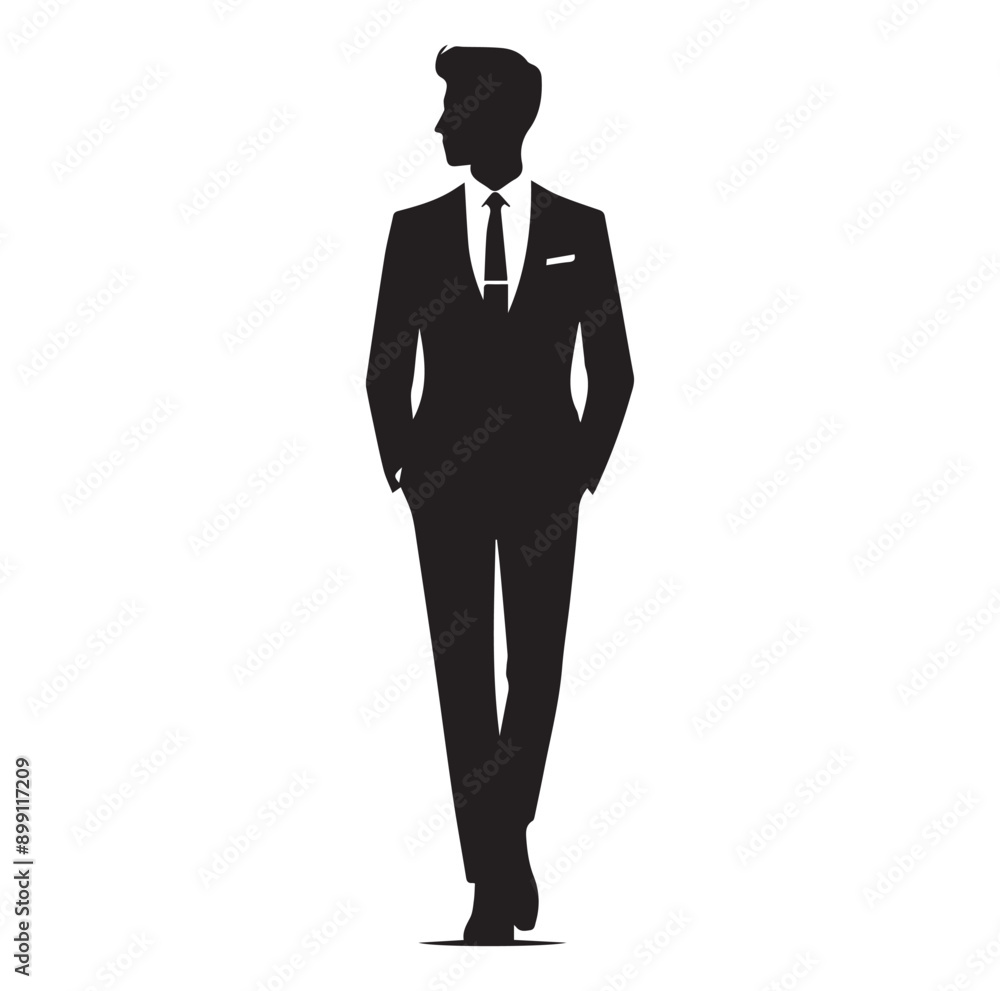 Business man standing pose black silhouette and vector Business man standing pose black silhouette and vector