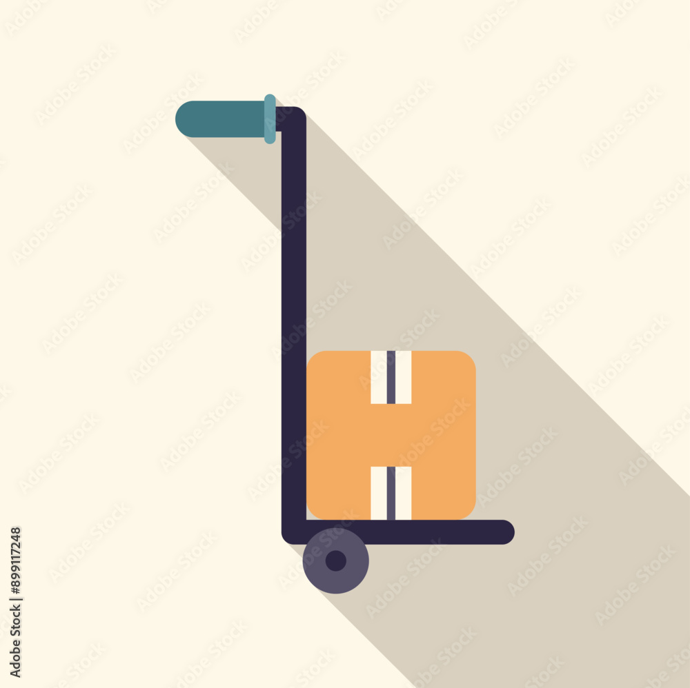 Hand truck carrying a cardboard box, representing delivery and logistics concepts Hand truck carrying a cardboard box, representing delivery and logistics concepts