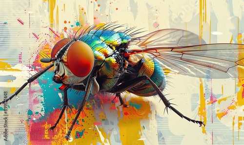 Picyure of colourful fruit fly with their detailed on coloured background. Generative ai. photo