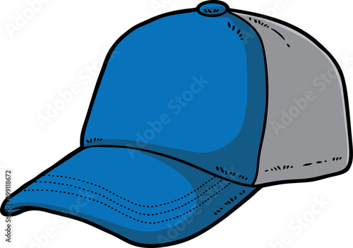 Photography Hand Drawn Vector Cartoon Classic Blue Gray Trucker Cap