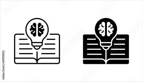 open book with lightbulb, concept new knowledge, creative idea, vector illustration on white background