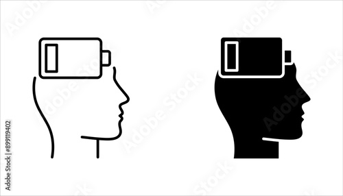 tired person icon set, fatigue or exhausted, stress, vector illustration on white background