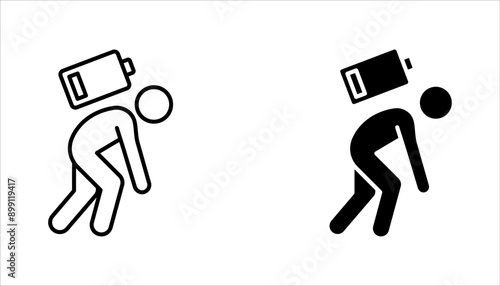 tired person icon set, fatigue or exhausted, stress, vector illustration on white background