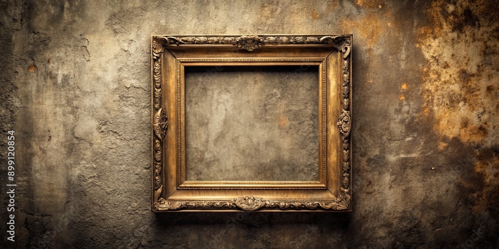 Antique picture frame hanging on a wall with grunge effect, antique, picture frame, wall decor, vintage, rustic Antique picture frame hanging on a wall with grunge effect, antique, picture frame, wall decor, vintage, rustic
