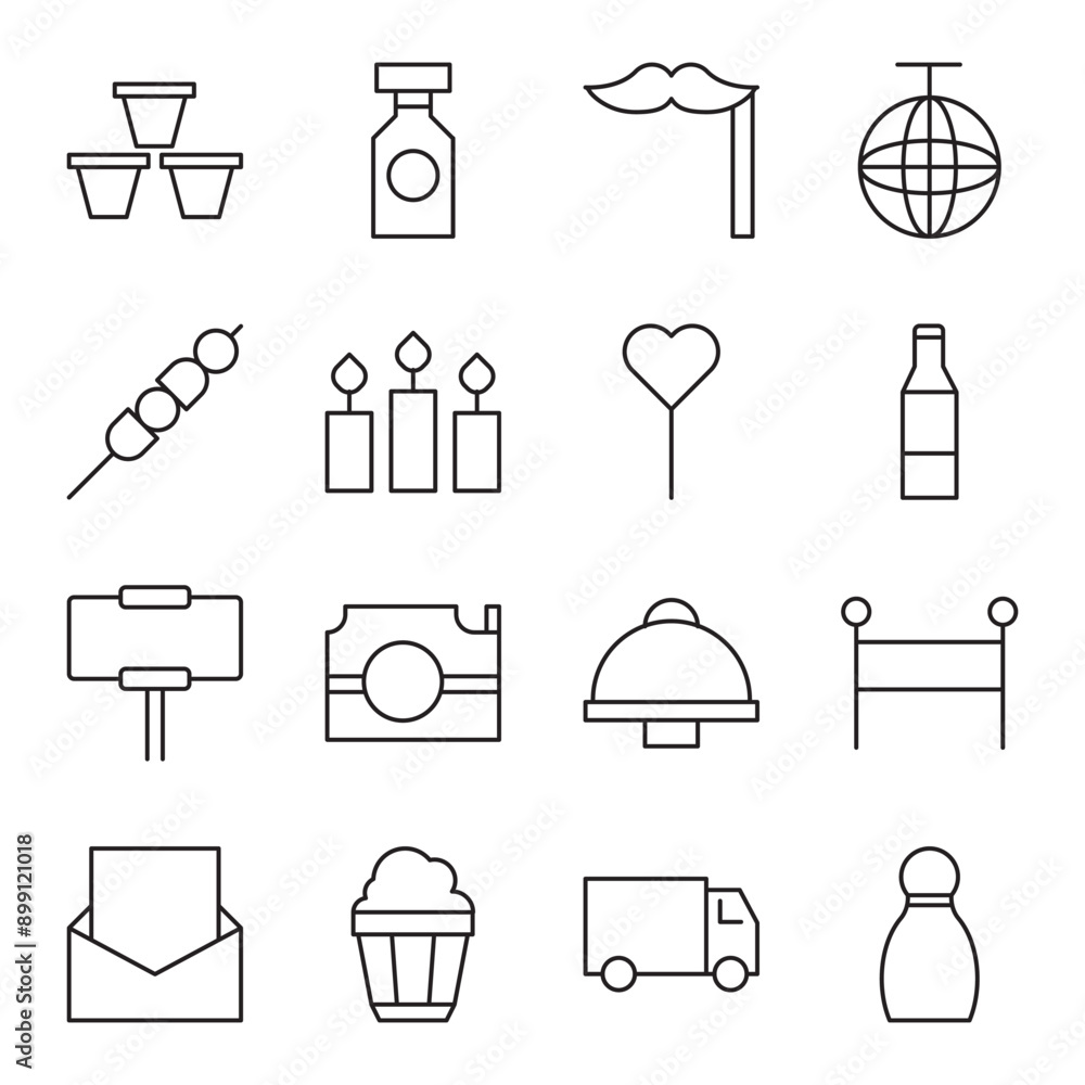 event related icon set. Editable stroke event related icon set. Editable stroke