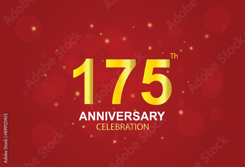 175th anniversary logo with double line number style and gold color ring, logo vector template photo