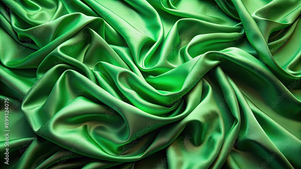 Fototapeta premium Green fabric draped in wavy folds, texture, textile, folds, material, fabric, soft, smooth, elegant, draping, background, design