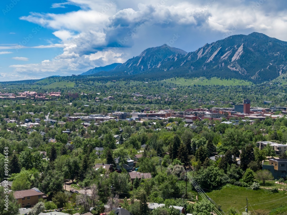 Obraz premium Aerial of the town of Boulder, Colorado, United States of America.