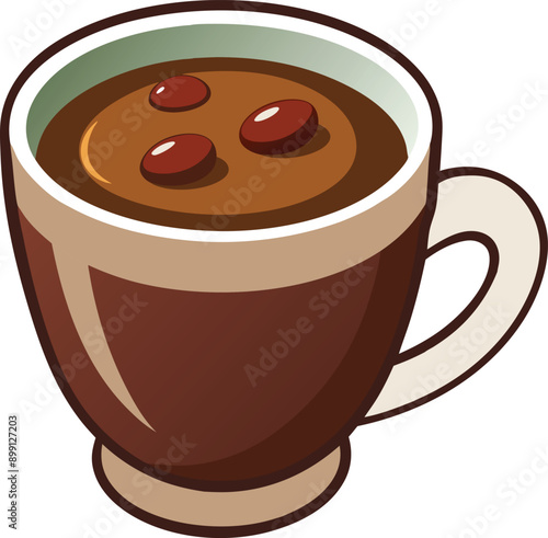 Vector Illustration Of Cup  Coffee With Chocolate 