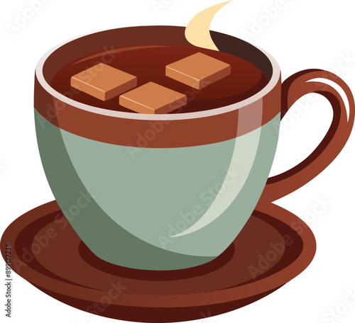 Vector Illustration Of Cup  Coffee With Chocolate 