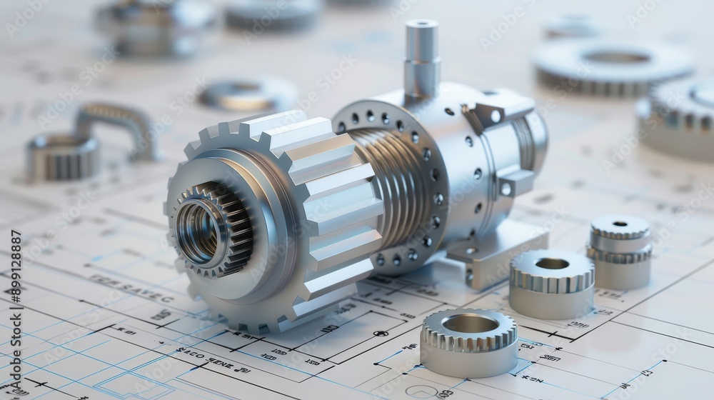 Close-up of mechanical gears placed on an engineering blueprint, illustrating precision engineering and detailed design. Close-up of mechanical gears placed on an engineering blueprint, illustrating precision engineering and detailed design.