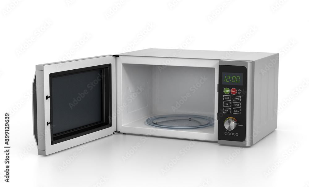 Open microwave oven isolated on a white background. Open microwave oven isolated on a white background.