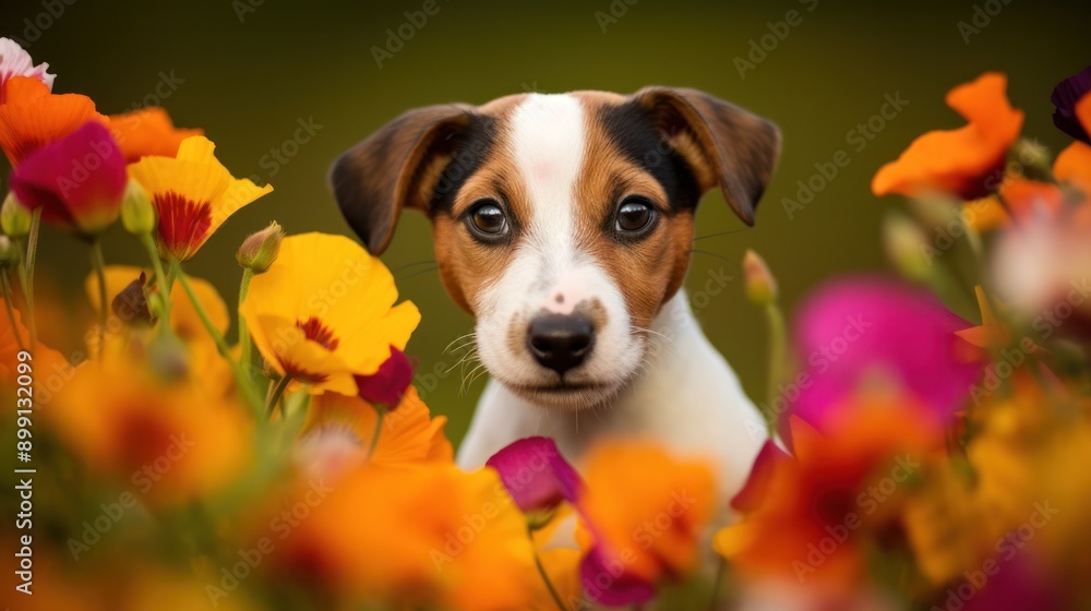 Playful Jack Russell puppy chasing a ball in a sunlit backyard Playful Jack Russell puppy chasing a ball in a sunlit backyard