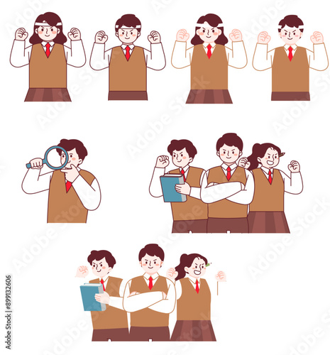 Examinees, exams, entrance exams, will, students, school uniforms, people, vectors, fighting, strengthening,
