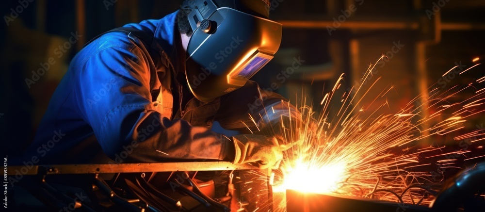 Welder in Action, Sparks Fly Welder in Action, Sparks Fly