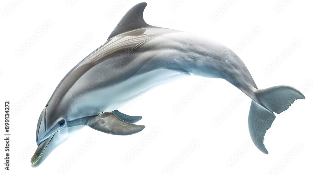 Fototapeta premium Playful dolphin on a white background