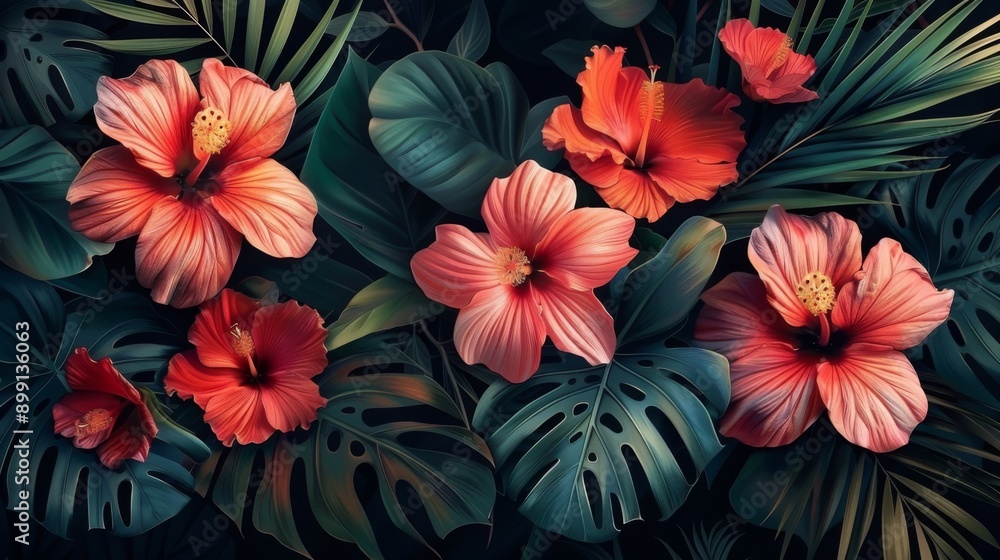 Tropical Flower Arrangement with Lush Foliage Tropical Flower Arrangement with Lush Foliage