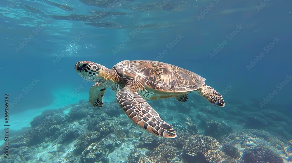 Obraz premium green turtle swimming 