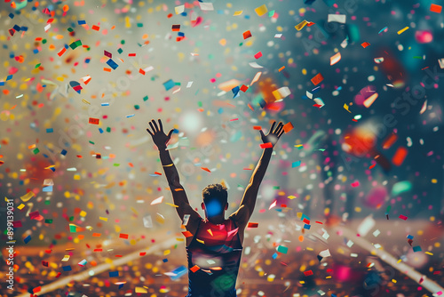 An athlete crossing the finishing line