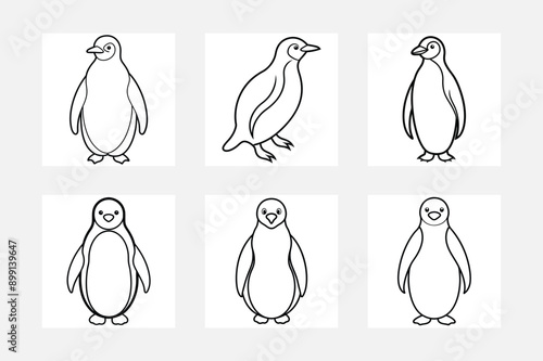 Penguin Line Art Set for Kids' Creative Coloring
 photo