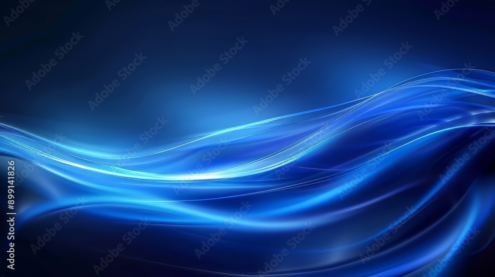 Abstract Blue Waves with Glowing Lines Abstract Blue Waves with Glowing Lines