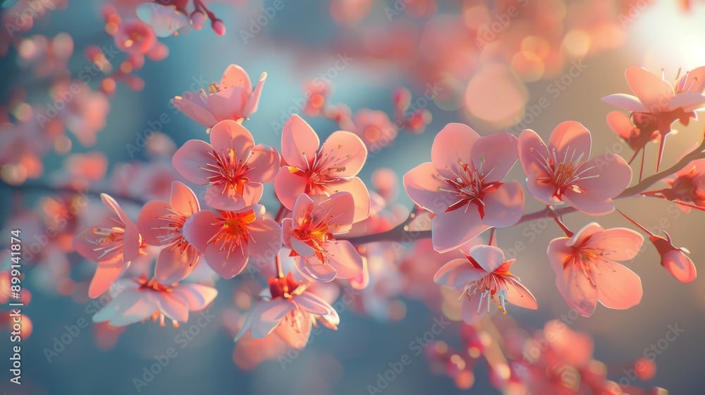 Delicate Pink Blossoms in Soft Sunlight Delicate Pink Blossoms in Soft Sunlight