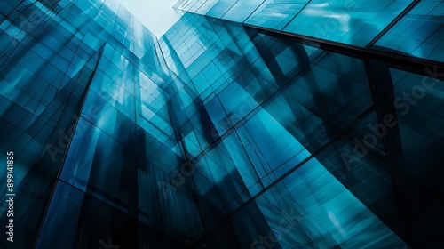 Abstract View of a Modern Glass Building Facade