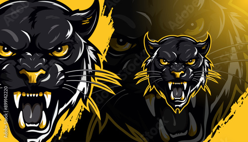 Angry black panther mascot logo for Sport and E-Sport Gaming Teams