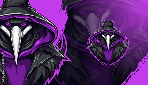 Plague doctor mascot logo for Sport and E-Sport Gaming Teams