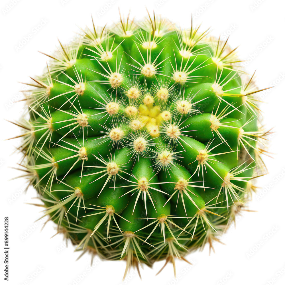 Green cactus plant with spines top view isolated on transparent background Green cactus plant with spines top view isolated on transparent background