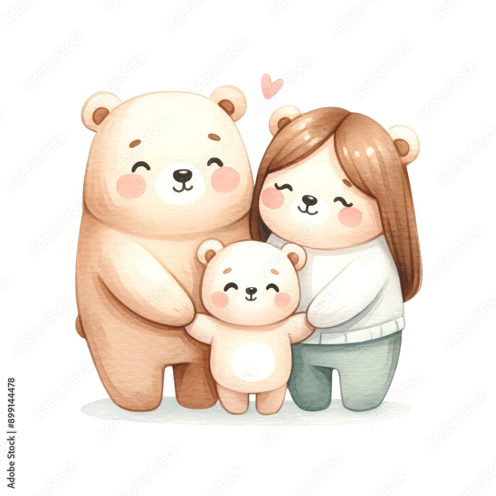 Cute illustration of a bear family with a baby bear. Perfect for family-themed designs and children's content isolated on white or transparent png background. Cute illustration of a bear family with a baby bear. Perfect for family-themed designs and children's content isolated on white or transparent png background.