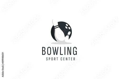 Vintage bowling logo design. Bowling club tournament logo design.