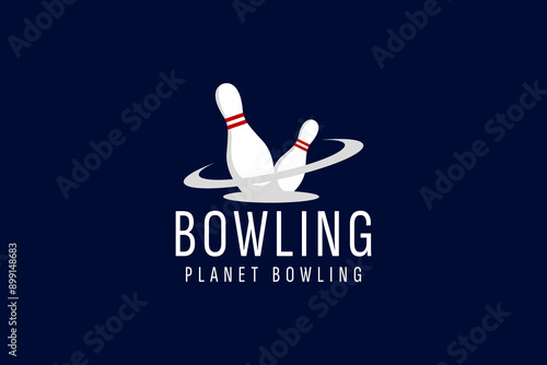 Vintage bowling logo design. Bowling club tournament logo design.