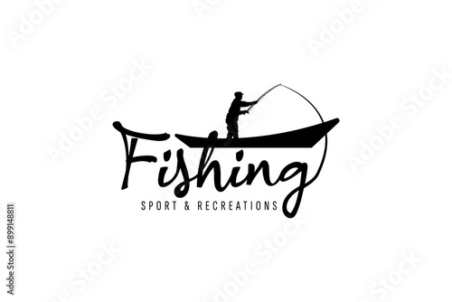 Fishing logo design template illustration . Sport fishing Logo