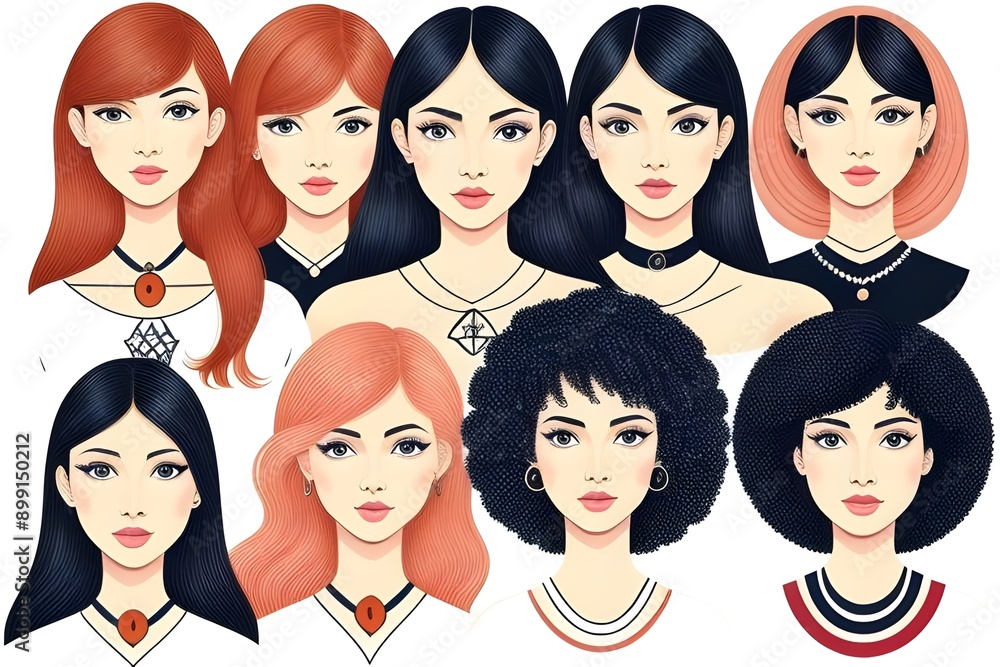  illustration of vector Women, girl, group, diversity, different races, collage, confidence, girl power, people, fashionable, human,  confidence, power, people, fashionable, human, empowerment