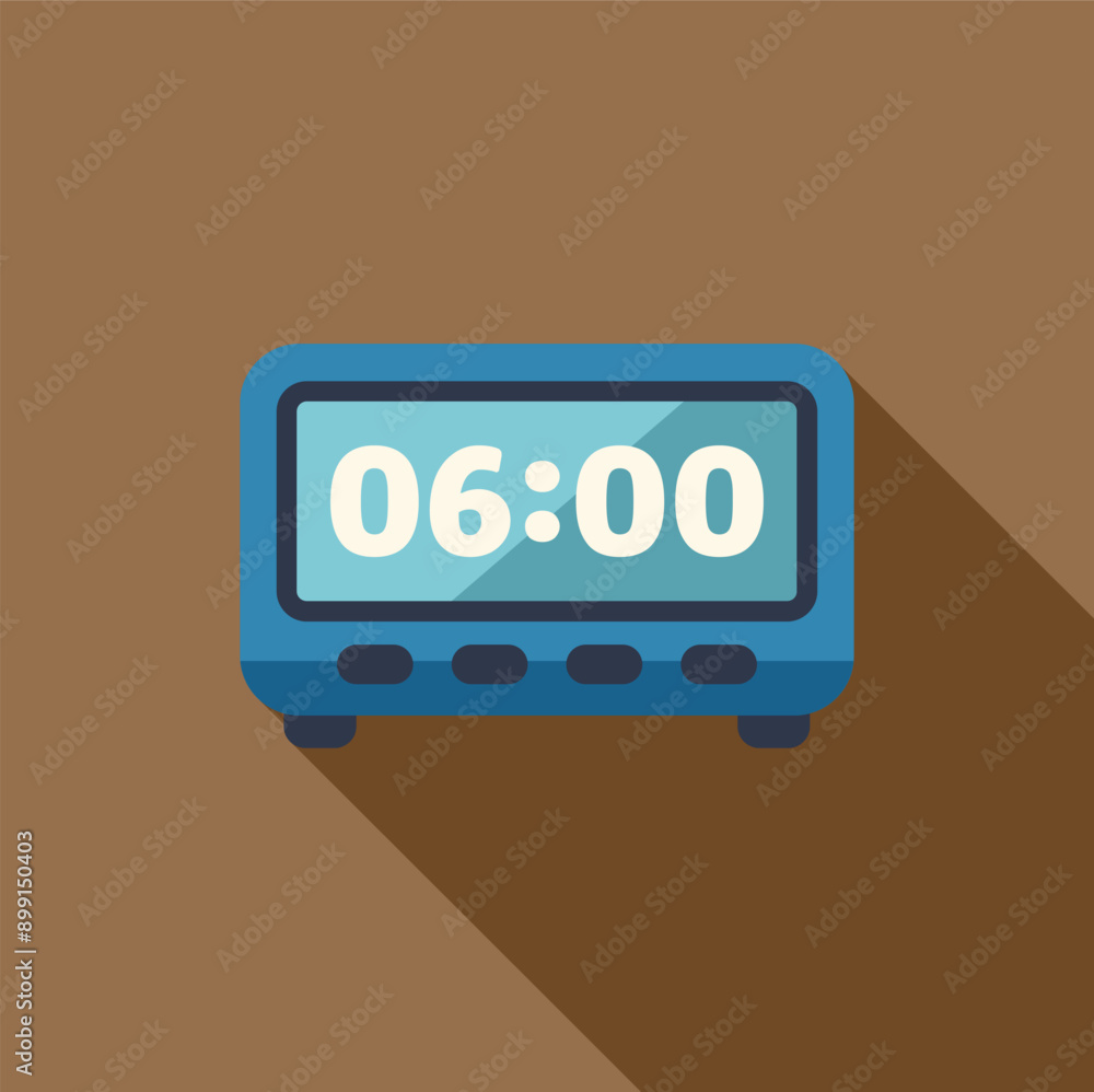 Blue digital alarm clock displaying 06,00 am or pm on a brown background Blue digital alarm clock displaying 06,00 am or pm on a brown background