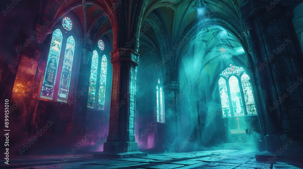 An alchemy church hall with mystical and historical elements, featuring ornate architecture and ceremonial atmosphere An alchemy church hall with mystical and historical elements, featuring ornate architecture and ceremonial atmosphere