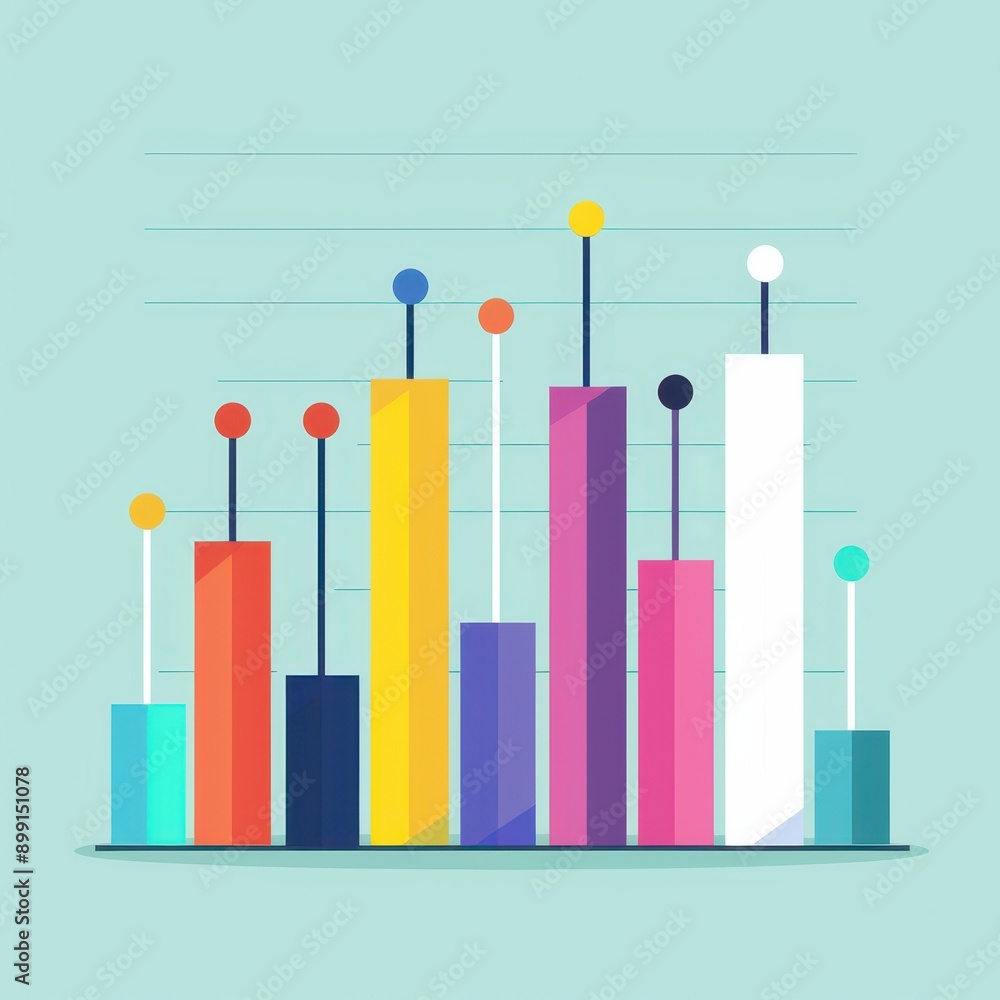 Colorful bar chart, educational data, flat design illustration Colorful bar chart, educational data, flat design illustration