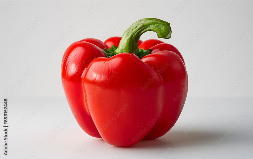 Fresh Red Bell Pepper with Water Droplets on White Background Fresh Red Bell Pepper with Water Droplets on White Background