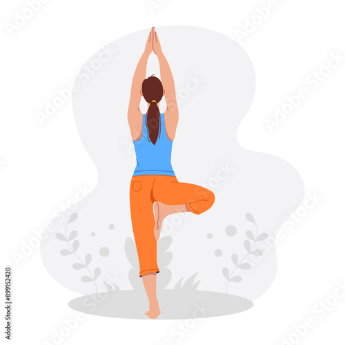 A tree pose illustration designed in flat style 

