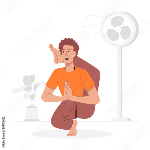 A flat style illustration of balance asana 

