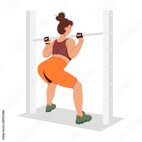 A flat style illustration of squat workout 

