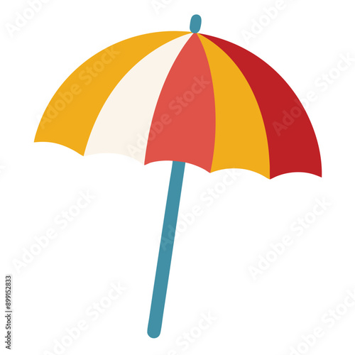umbrella isolated on white. 3d Vector Beach Chair, Yellow Umbrella and Ball, Summer holiday, Time to travel concept. summer-umbrella. Bai Ai generate 