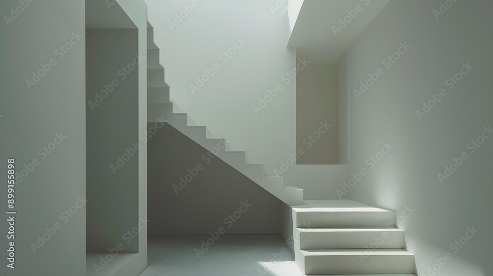 Fototapeta premium Minimalist White Staircase Interior Design