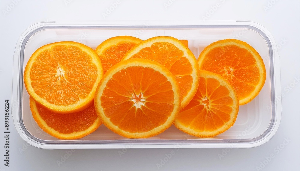 sliced oranges in plastic box sliced oranges in plastic box
